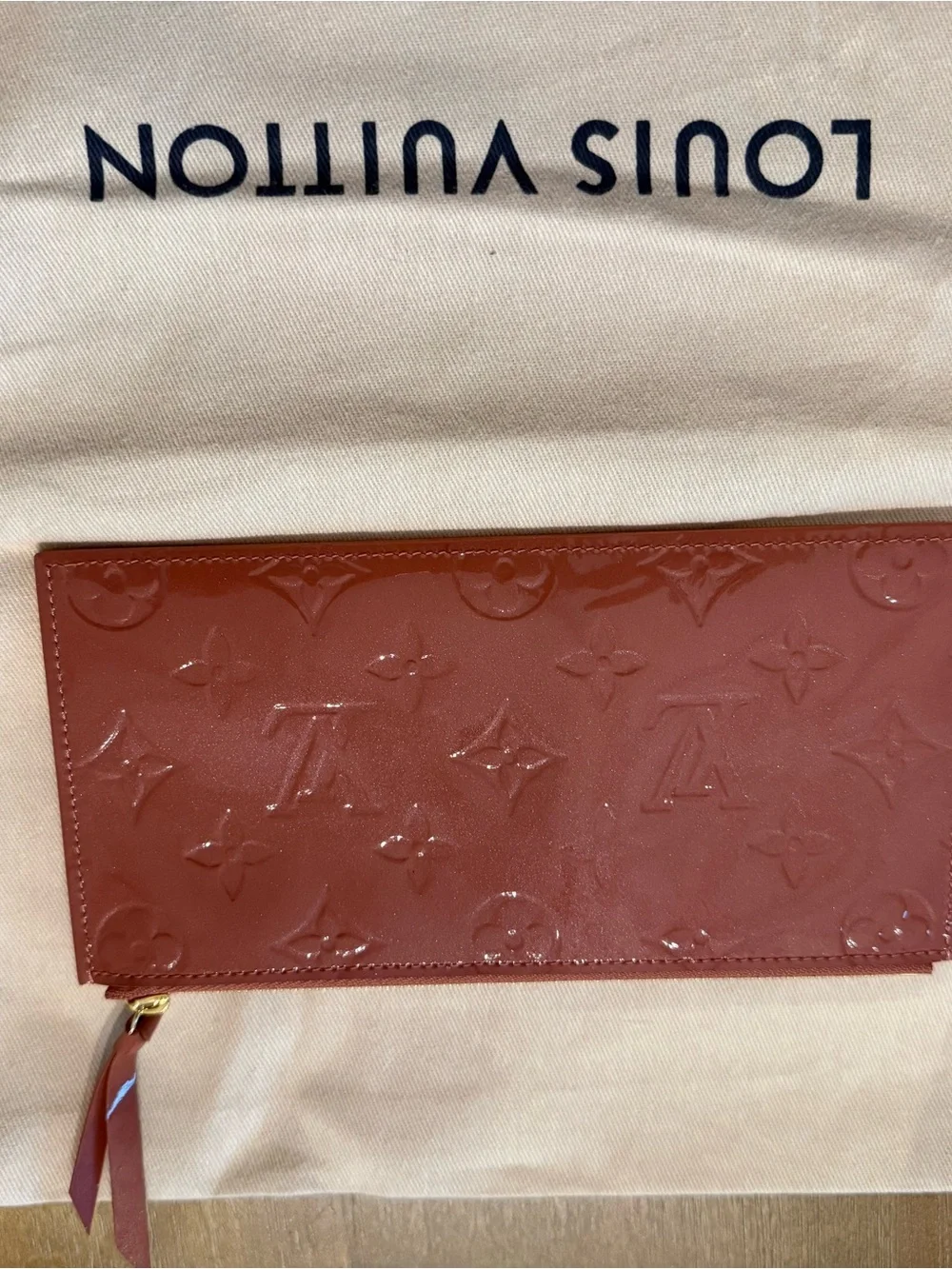 Louis Vuitton Pink Vernis Floral Face Chain Wallet
